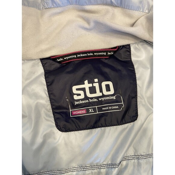 STIO Womens Down Hooded Parka Size XL Navy Puffer Long Warm Ski Outdoor Coat - Picture 9 of 16